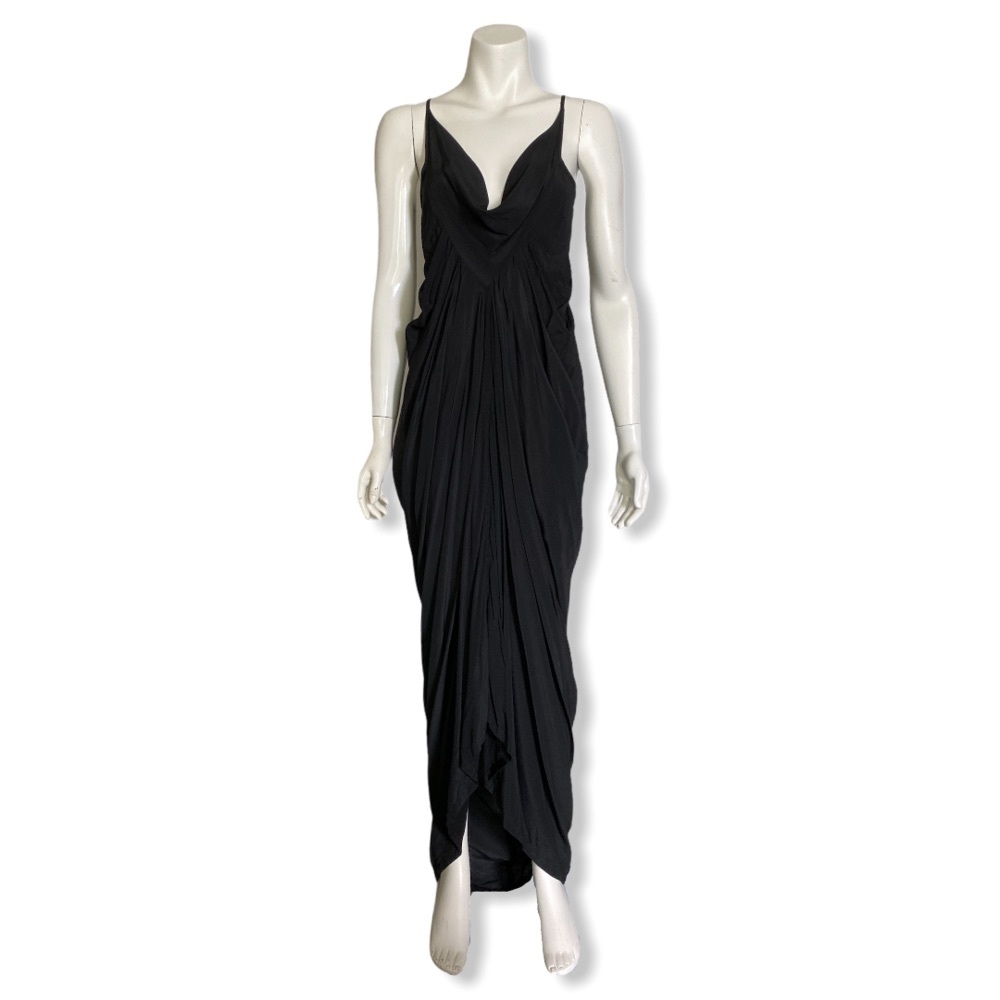 Rick Owens Black Silk Walrus Drape Dress